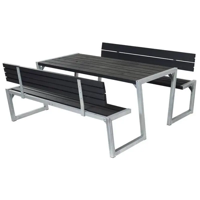 Shop Nu Picknicktafel vuren geimpregneerd - Zigma - 2 rugleuningen zwart - 190 x 176 x 73 cm