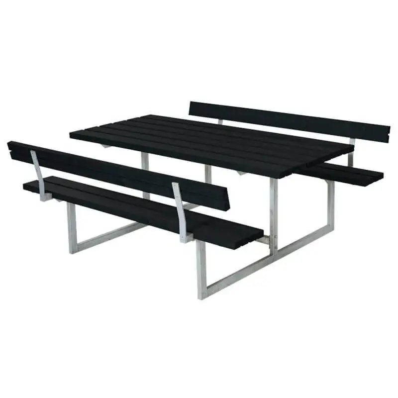 Populair Picknicktafel vuren geimpregneerd - Basic - 2 rugleuningen zwart - 184 x 177 x 73 cm