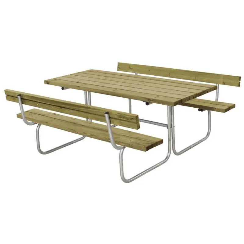 Laatste Versie Picknicktafel vuren geimpregneerd - Classic - 2 rugleuningen - 177 x 177 x 73 cm