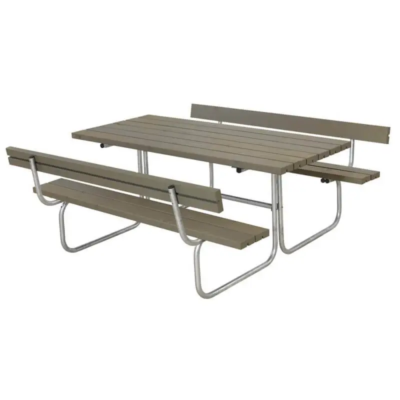Snelle Levering Picknicktafel vuren geimpregneerd - Classic - 2 rugleuningen grijsbruin - 177 x 177 x 73 cm