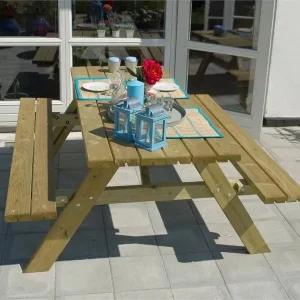 Uitverkoop Picknicktafel vuren geimpregneerd - Opklapbare zitting - 155 x 177 x 71 cm
