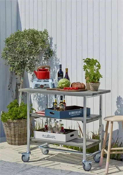 Gereduceerde Prijs Bijzettafel vuren geimpregneerd - Urban met twee planken grijsbruin 50 x 100 x 90 cm