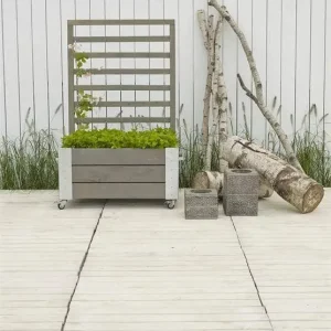 Koopje Plantenbak vuren geimpregneerd - Cubic roomdivider grijsbruin 87 x 50 x 130 cm