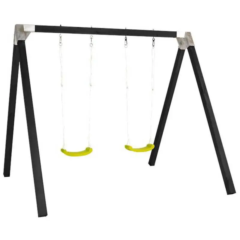 Schommelframe vuren geimpregneerd - Cubic Luxus zwart 2 schommelplanken lime Lage Kosten