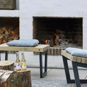 Tuinbank/tafel Siesta - Dennenhout grijs gebeitst - 80 cm breed Bestel Nu