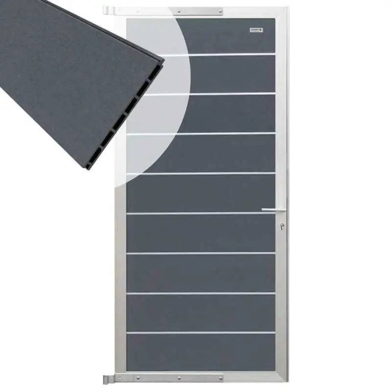 Tuindeur composiet Modular Rock grey met blank aluminium frame compleet (90 x 200 cm) Betaalbaar