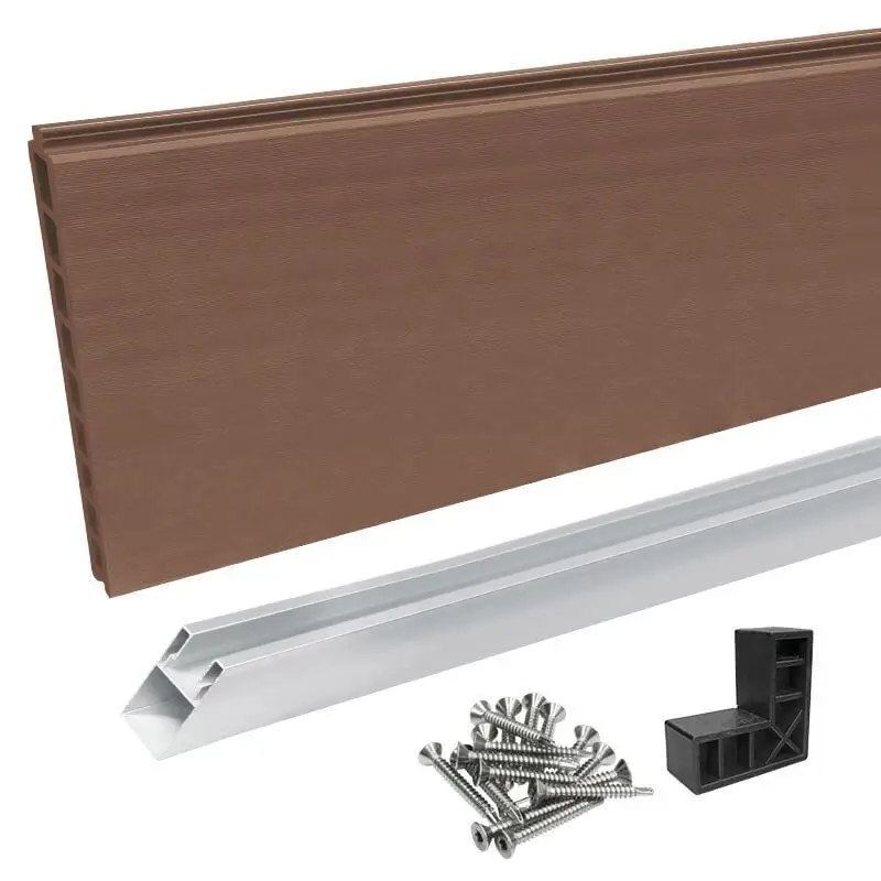 Betaalbaar Zelfbouwset composiet Forte bruin met blank aluminium kader (90 x 180 cm)