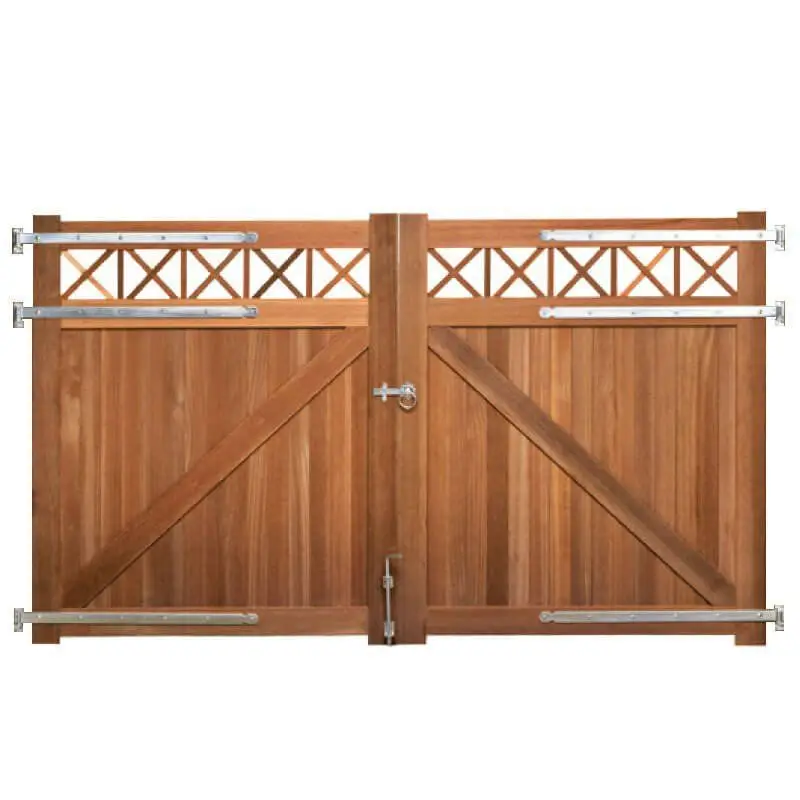 Dubbele poort hardhout bankirai Belmonte met trellis incl. beslag (300 x 180 cm) Finale Uitverkoop
