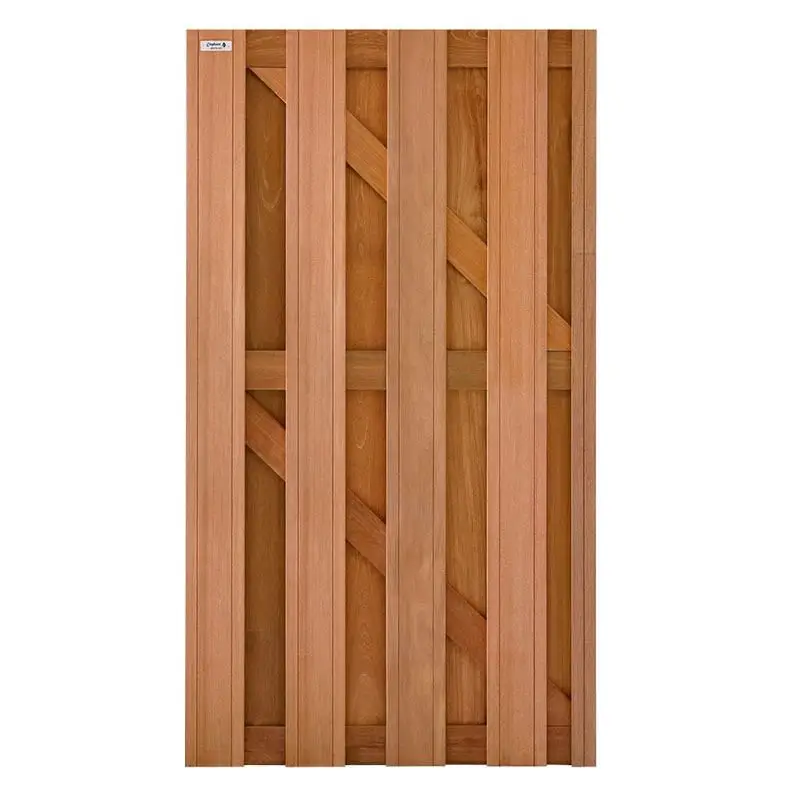 Hoge Kwaliteit Tuindeur hardhout keruing recht rvs (90 x 180 cm) v-groef schermdikte 4,1 cm