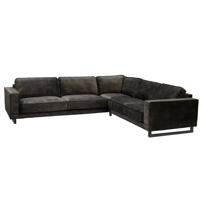 Gecertificeerd Hoekbank Fandango rechts | stof Adore antraciet 68 | 2,96 x 2,54 mtr breed