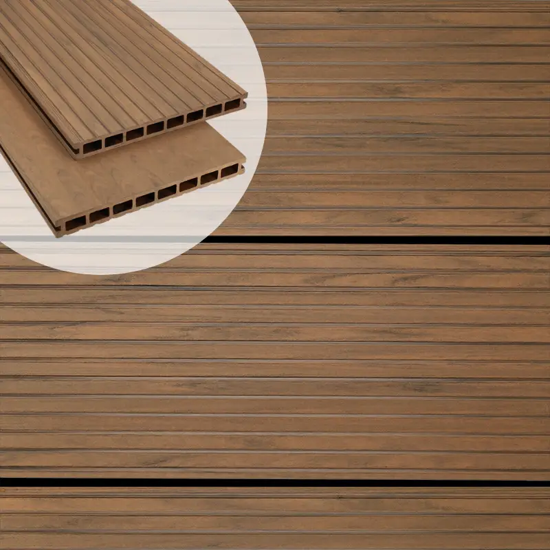 Tijdelijk Beschikbaar Vlonderplank composiet 2,5 x 25 cm - XWB Bicolor Douala (5 mtr) vlak en grove ribbel