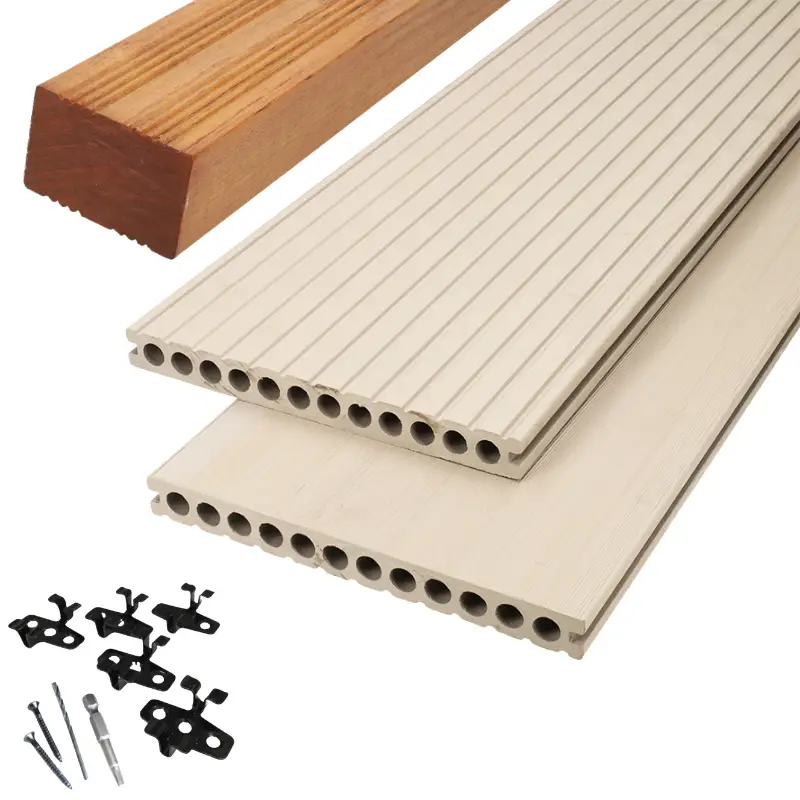 Vlonder totaalpakket composiet semi massief 2,5 x 25 cm - XWB Riviera (5 mtr) vlak/grove ribbel Express Levering