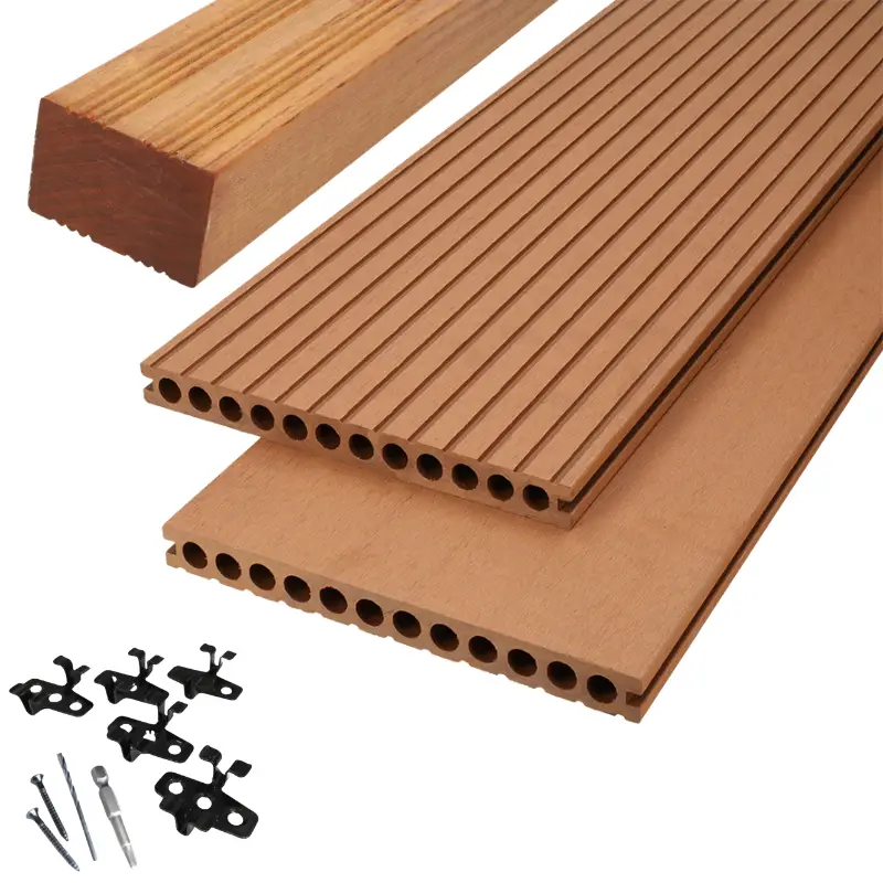 Vlonder totaalpakket composiet semi massief 2,5 x 25 cm - XWB Havana (3 mtr) vlak/grove ribbel Laatste Kans