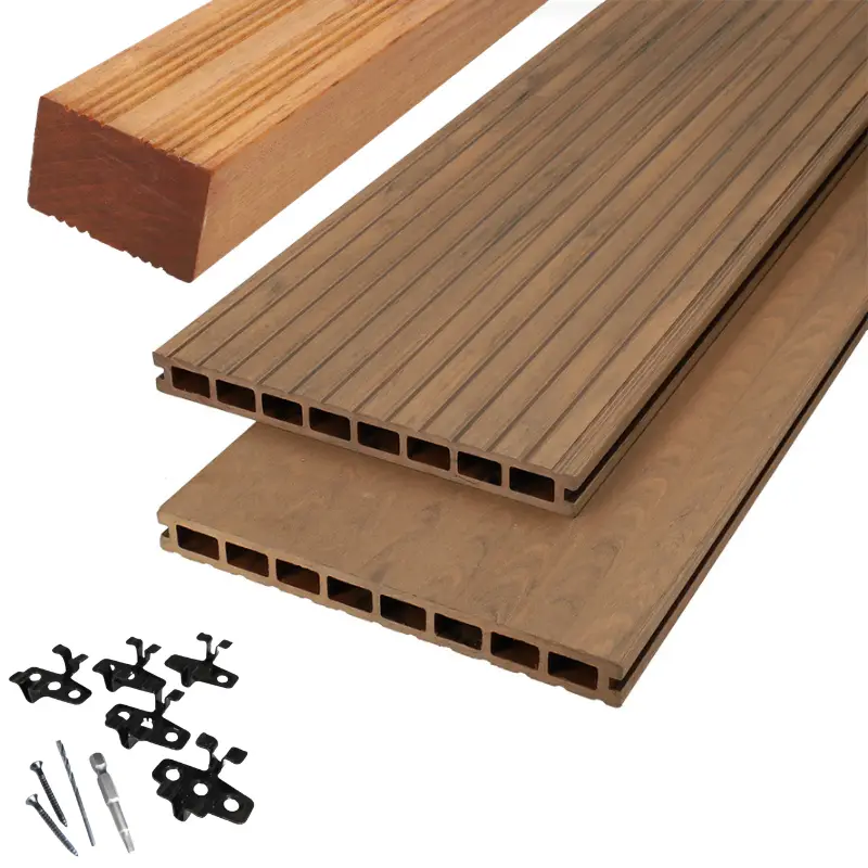 Vlonder totaalpakket composiet 2,5 x 25 cm - XWB Bicolor Douala (4 mtr) vlak/grove ribbel Aanbieding