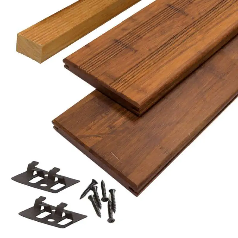 Bestseller Vlonderplank totaalpakket bamboe Select geolied coffee 2,0 x 14 cm (2,20 mtr) Frans profiel/vlak