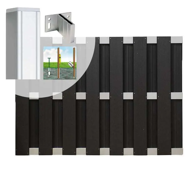 Superprijs Tuinhek set composiet Bari antraciet met blank aluminium frame (7,54 mtr)