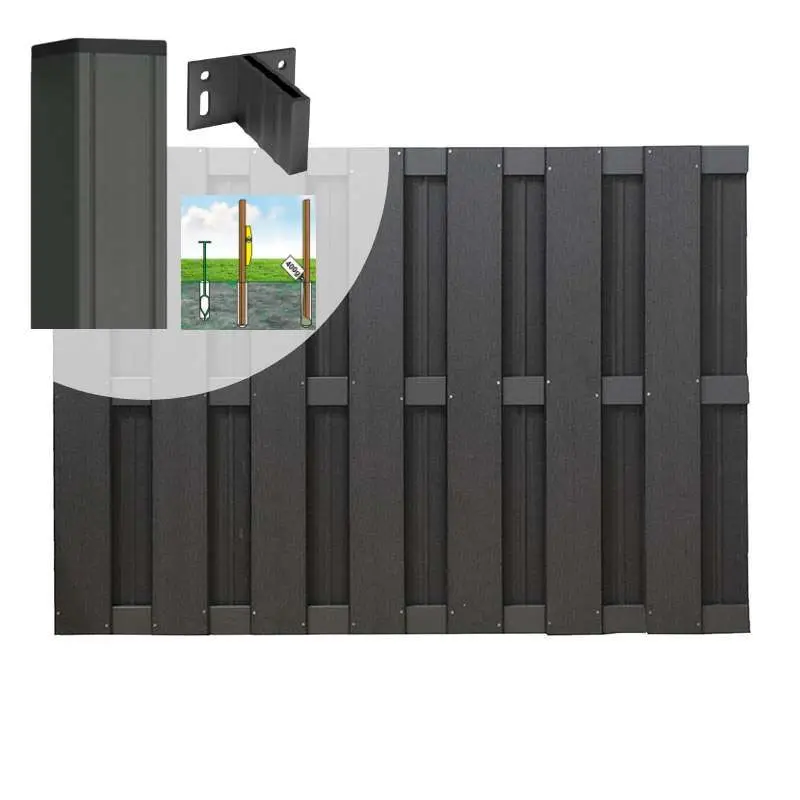 Tuinhek set composiet Bari antraciet met antraciet aluminium frame (5,68 mtr) Express Levering