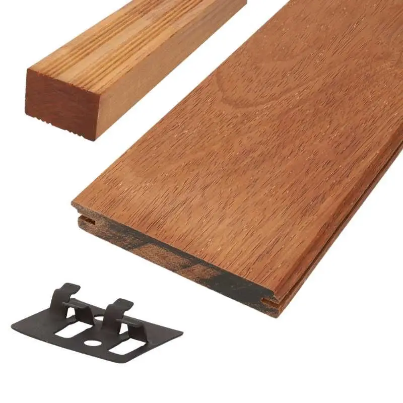Vlonderplank totaalpakket hardhout Merbau 2,1 x 14,5 cm (4,60 mtr) geschaafd voor RVS clips Nu Kopen