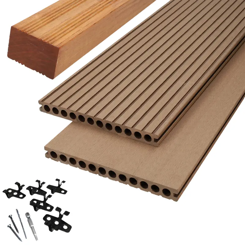 Vlonder totaalpakket composiet semi massief 2,5 x 25 cm - XWB Douala (3 mtr) vlak/grove ribbel Must-Have