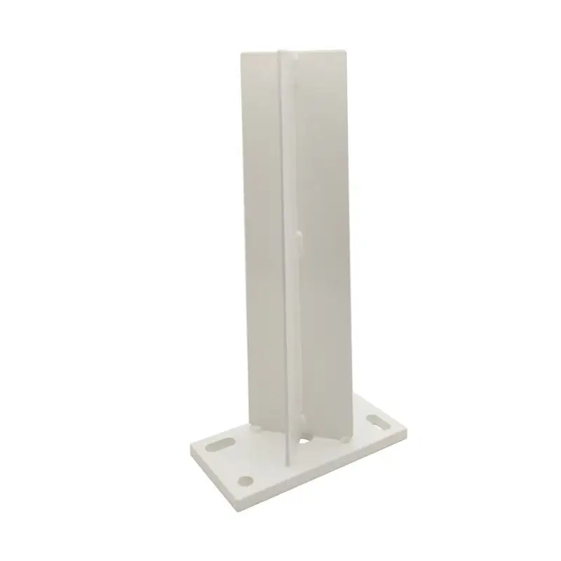 Seizoensaanbieding Paalhouder met voet wit RAL9010 tbv aluminium palen 6,8 x 6,8 cm