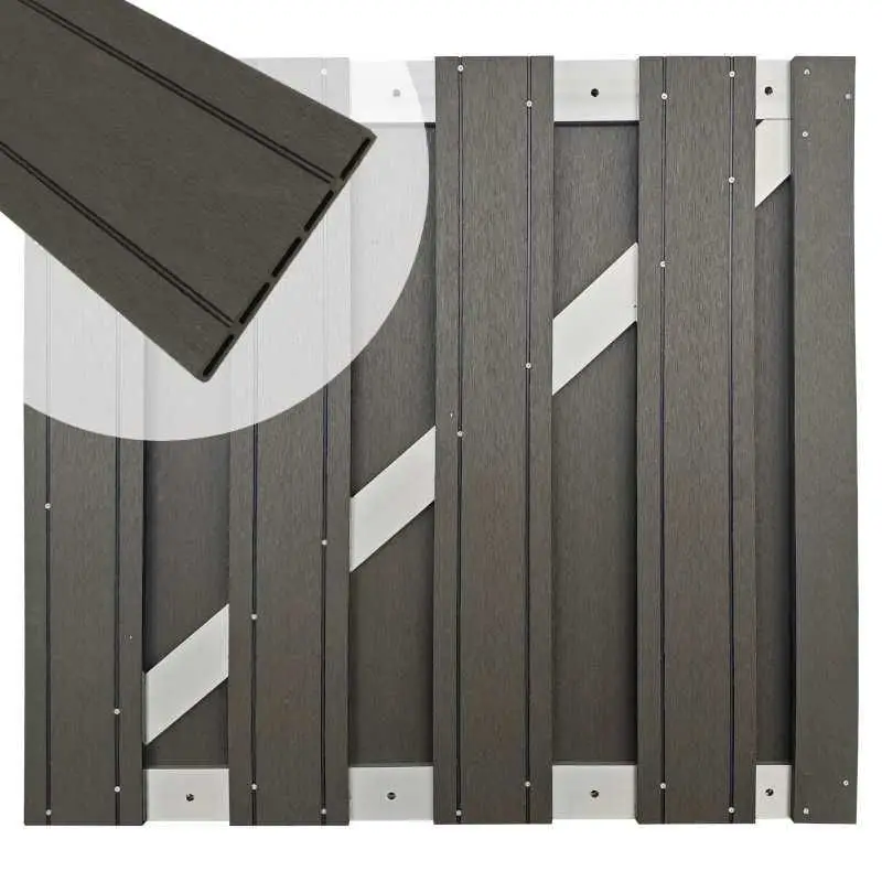 Tuinhek poort composiet Stijl antraciet met alu frame incl. hang- en sluitwerk (100 x 93,5 cm) Aanbieding
