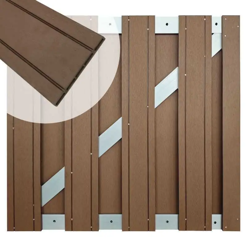 Tuinhek poort composiet Stijl bruin met alu frame incl. hang- en sluitwerk (100 x 93,5 cm) Direct Verzonden