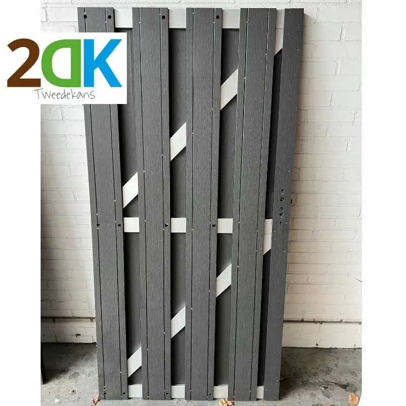 Bestel Nu Tweedekans - Tuindeur composiet Stijl antraciet met blank alu frame incl. beslag (100 x 180 cm)