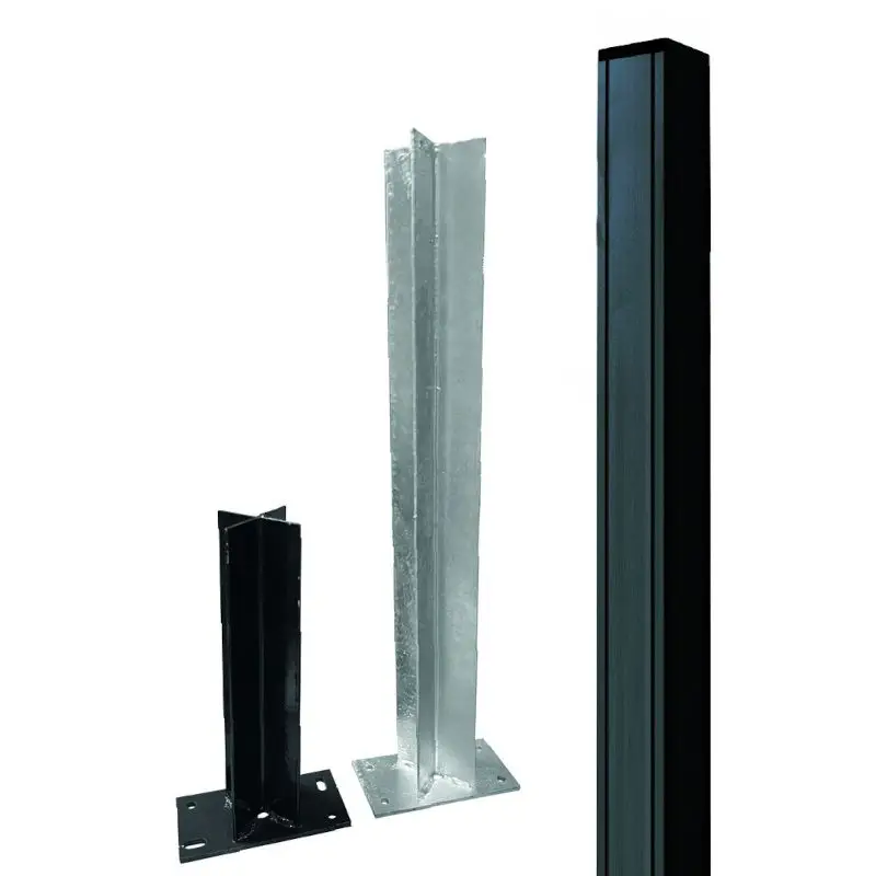 Tuinpaal aluminium antraciet met houten kern (6,8 x 6,8 x 186 cm) incl verankering set Superprijs