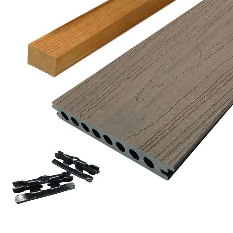Tijdelijk Beschikbaar Vlonder totaalpakket composiet semi massief co-extrusie naadloos 2,1 x 14 cm Oak (4 mtr)