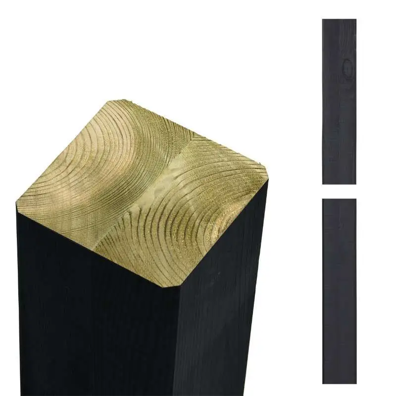 Beperkt Aanbod Paal vuren 9 x 9 cm zwart (208 cm) ongepunt geschaafd