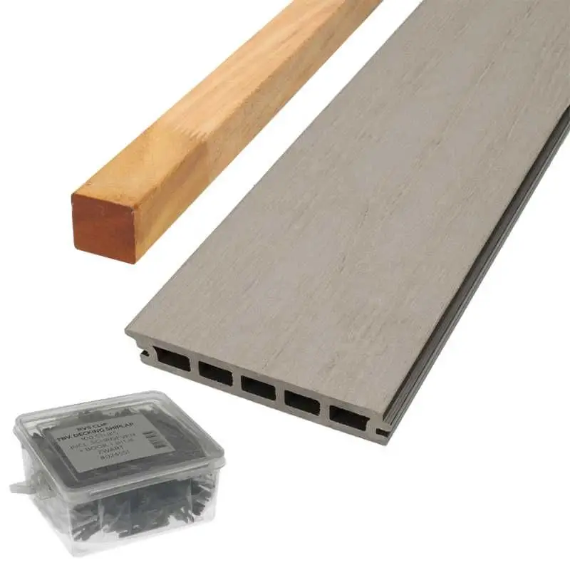 Vlonder totaalpakket composiet naadloos - 2,1 x 14,5 cm - grijs (4 mtr) Weekendaanbieding