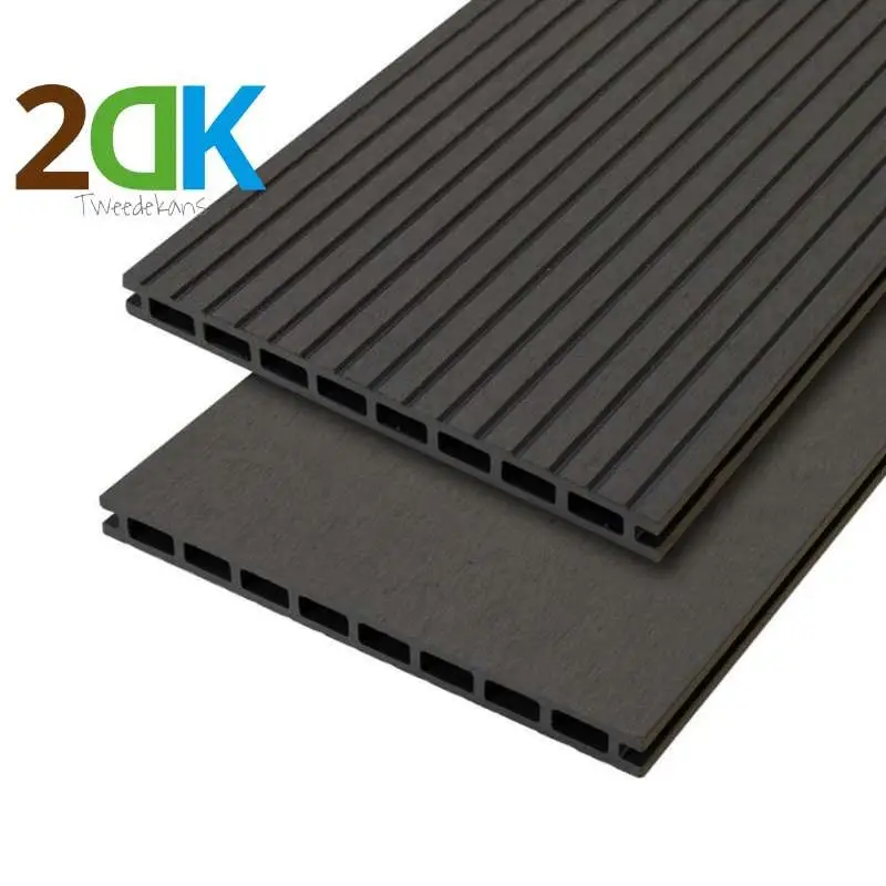 Tweedekans - vlonder composiet (15 m2) 2,1 x 25 cm - XXL grey (4 mtr) grove ribbel en vlak Meest Verkocht