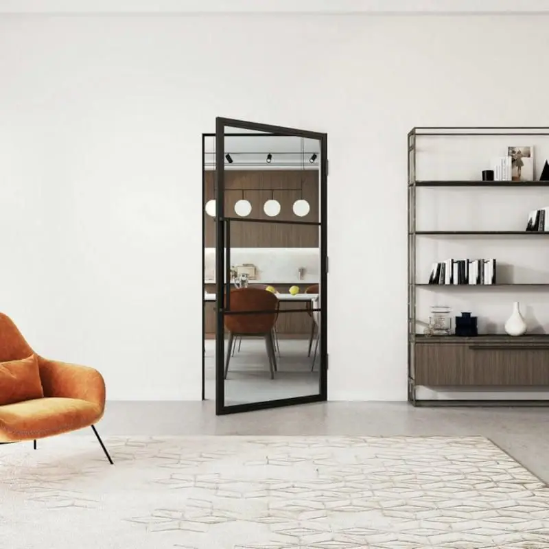 Stalen binnendeur met kozijn - Loft zwart - Rechtsdraaiend - 83 x 201,5 cm Meest Verkocht