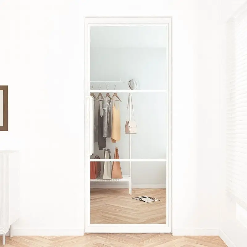 Stalen taatsdeur - Loft wit - 3 vaks helder glas - 93 x 231,5 cm Lage Kosten