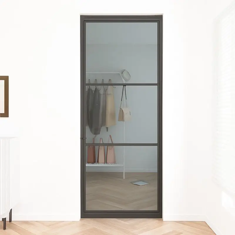 Stalen taatsdeur - Loft zwart - 3 vaks rook glas - 93 x 231,5 cm Gratis Retour