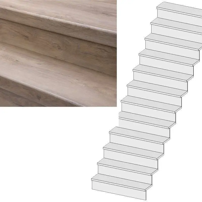 Korting Traprenovatie set - recht - 14 treden PVC toplaag Vergrijsd Eik incl. stootborden