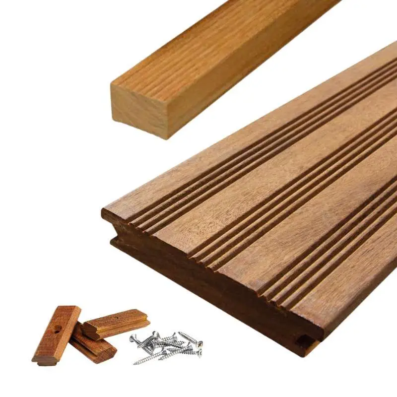Koop Vandaag Vlonderplank totaalpakket Ipé 21 x 120 mm (3,05 mtr) geschaafd semi-ribbel voor clips