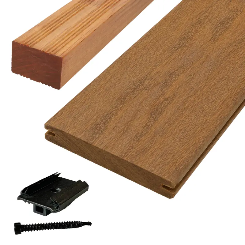 Goedkoop Vlonderplank totaalpakket Cumaru 2,4 x 14,5 cm (3,05 mtr) geschaafd voor clips
