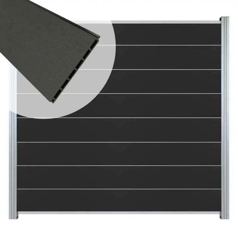 Zelfbouw schutting composiet Modular antraciet met blanke profielen (180 x 180 cm) Finale Uitverkoop