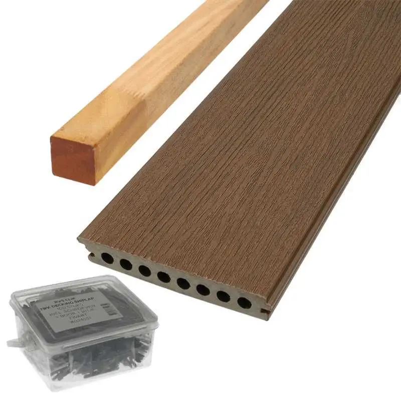 Vlonder totaalpakket composiet semi massief co-extrusie naadloos 2,1 x 14 cm Midnight Oak Superprijs