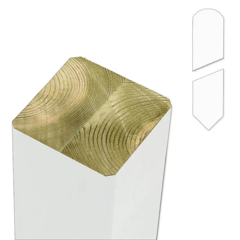 Paal vuren 7 x 7 cm wit (160 cm) gepunte en afgeronde kant geschaafd Dagaanbieding