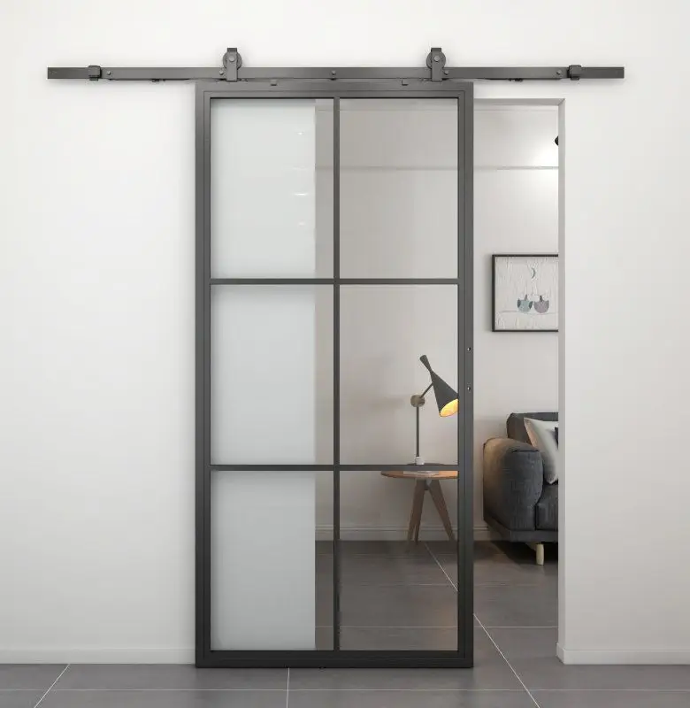Stalen schuifdeur - Loft - 6 vaks helder glas - 235 x 100 cm Dagaanbieding