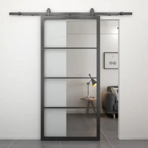 Direct Beschikbaar Stalen schuifdeur - Loft - 4 vaks helder glas - 235 x 100 cm