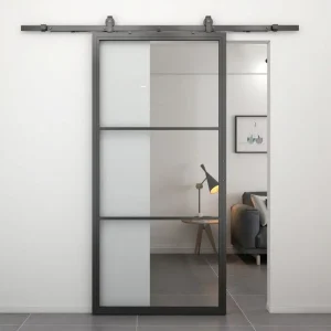 Stalen schuifdeur - Loft - 3 vaks helder glas - 235 x 100 cm Beste Prijs