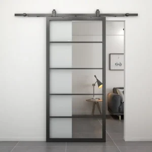 Stalen schuifdeur - Loft - 5 vaks helder glas - 215 x 100 cm Bestel Nu