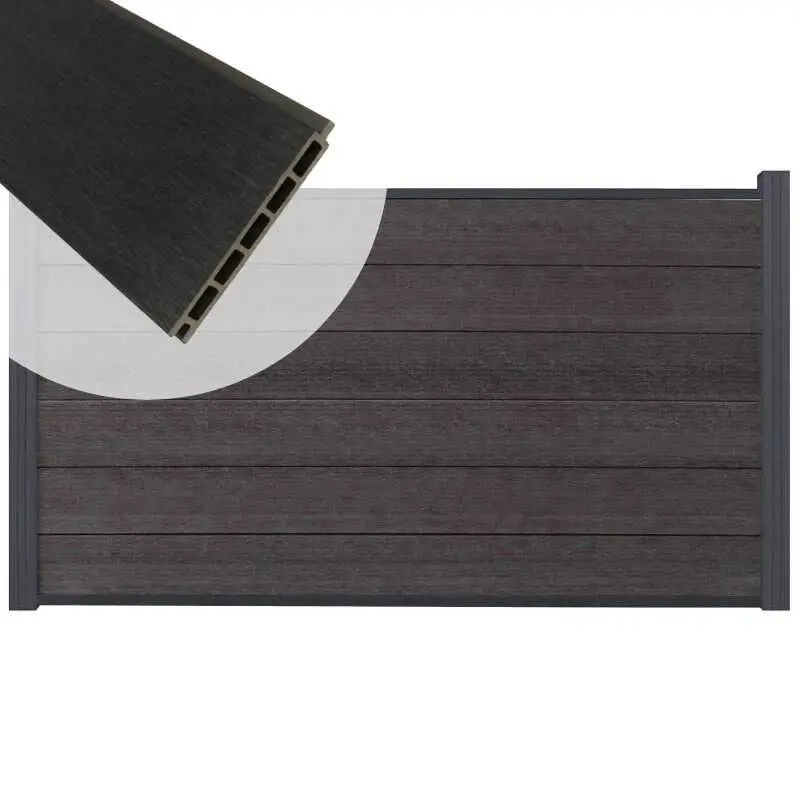 Schutting composiet co-extrusie Garda antraciet met antraciet aluminium kader (180 x 90 cm) Korting
