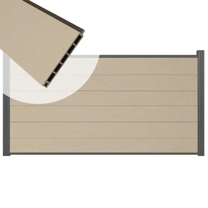 Snelle Levering Schutting composiet co-extrusie Garda beige met antraciet alu kader (180 x 90 cm)