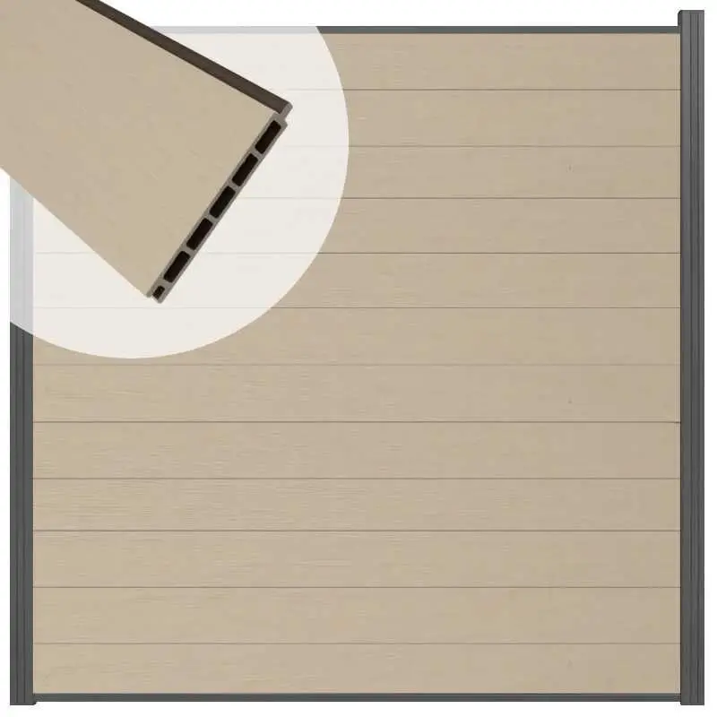 Schutting composiet co-extrusie Garda beige met antraciet alu kader (180 x 180 cm) Premium