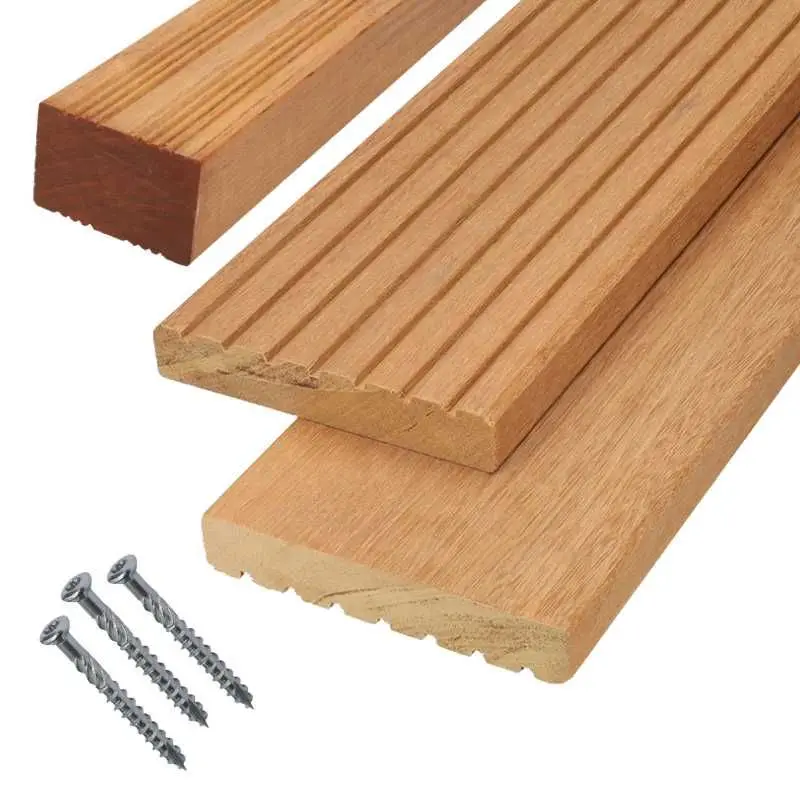 Direct Beschikbaar Vlonderplank totaalpakket hardhout Bankirai 2,5 x 14,5 cm (3,65 mtr) groef/vlak