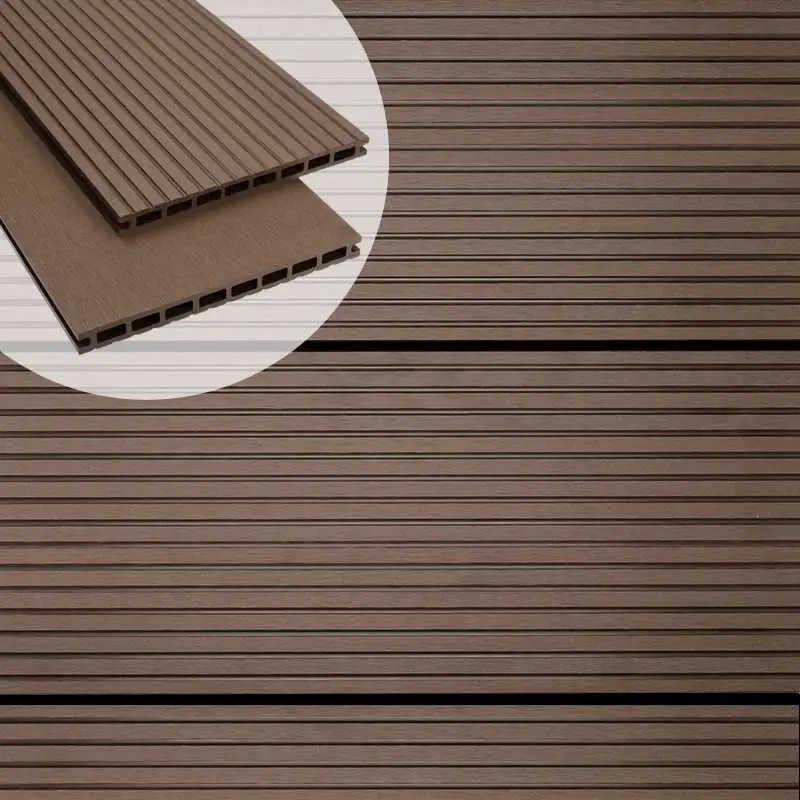 Laatste Versie Vlonderplank composiet 2,1 x 25 cm - XXL donker bruin (4 mtr) grove ribbel en vlak